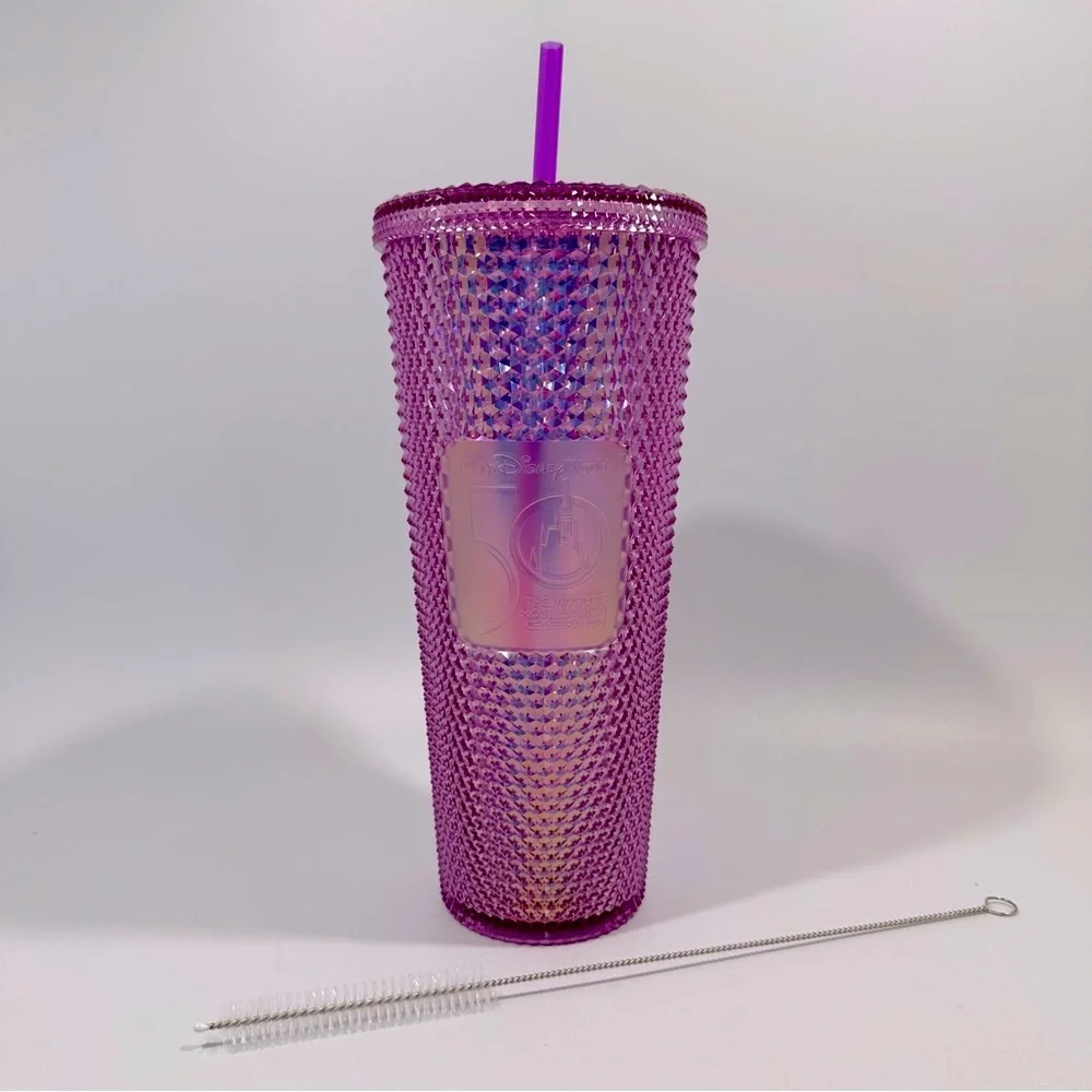 Starbucks Disney World 50th Anniversary Studded Iridescent Purple Pink Tumbler